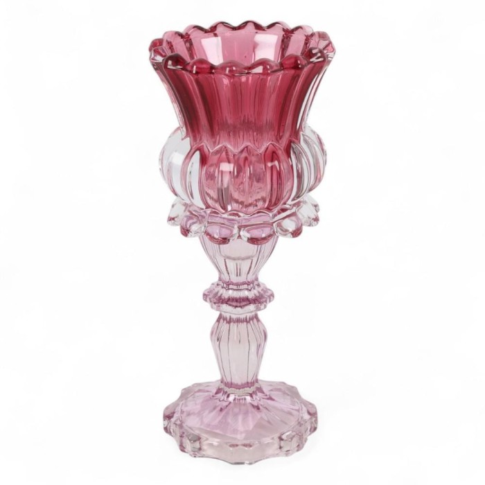 PORTACANDELA VETRO ANNEMARIE ROSA H.18.5